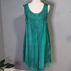 Advance Green Tie Dye Sequined Pullover Dress or Coverup with Pockets OSFM